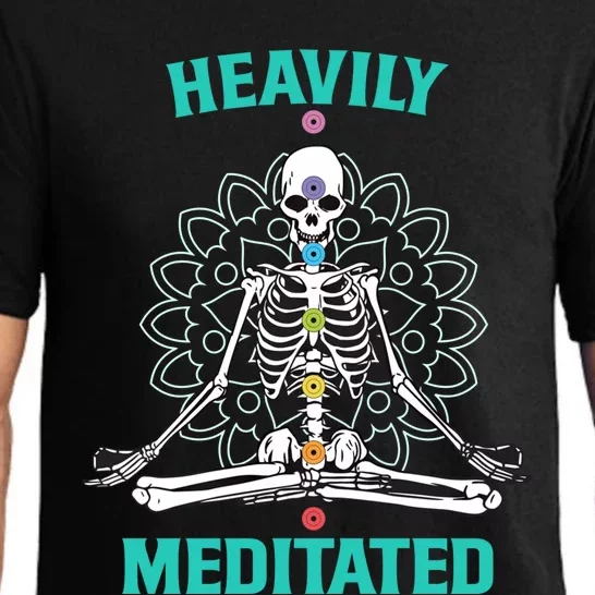 Heavily Meditated Skeleton Funny Yoga Meditation Pun Cool Gift Pajama Set