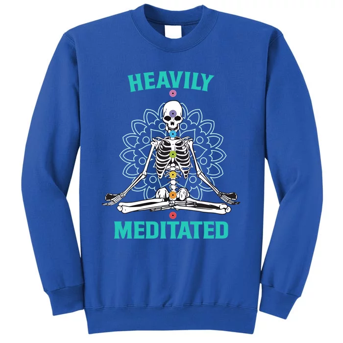 Heavily Meditated Skeleton Funny Yoga Meditation Pun Cool Gift Sweatshirt