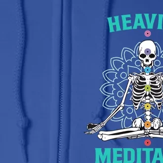 Heavily Meditated Skeleton Funny Yoga Meditation Pun Cool Gift Full Zip Hoodie