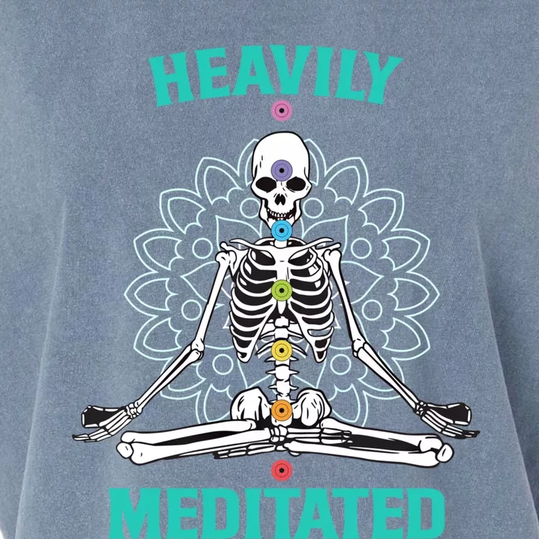 Heavily Meditated Skeleton Funny Yoga Meditation Pun Cool Gift Garment-Dyed Women's Muscle Tee