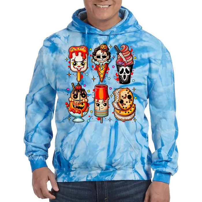 Horror Movie Summer Popsicle Halloween Ice Cream Summerween Tie Dye Hoodie