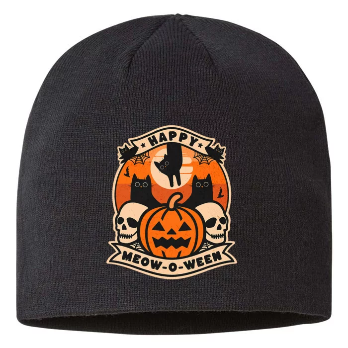 Happy Meowoween Scary Halloween Shirts 8 1/2in Sustainable Knit Beanie