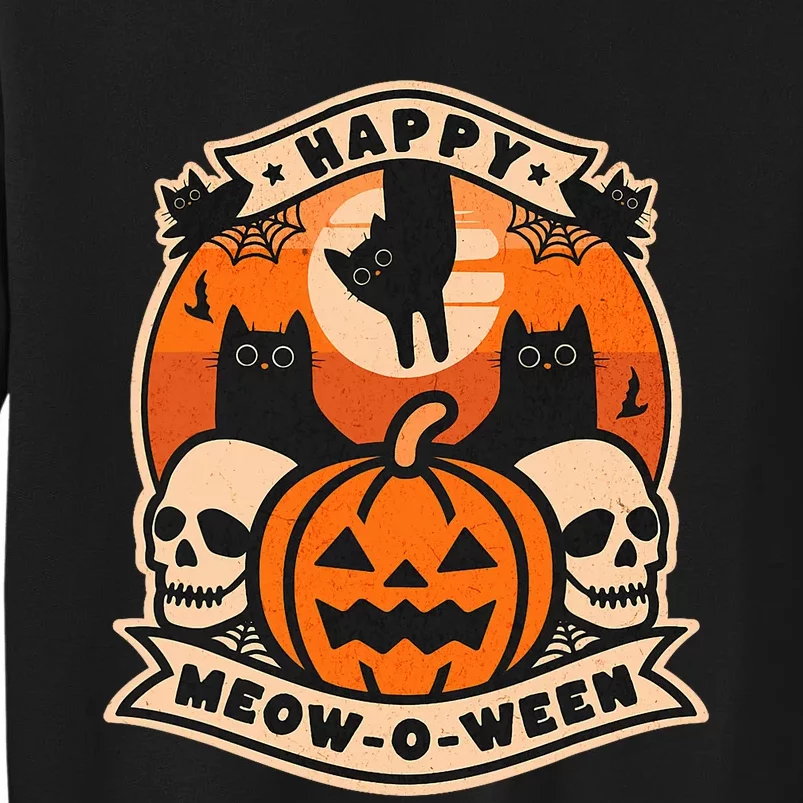 Happy Meowoween Scary Halloween Shirts Tall Sweatshirt