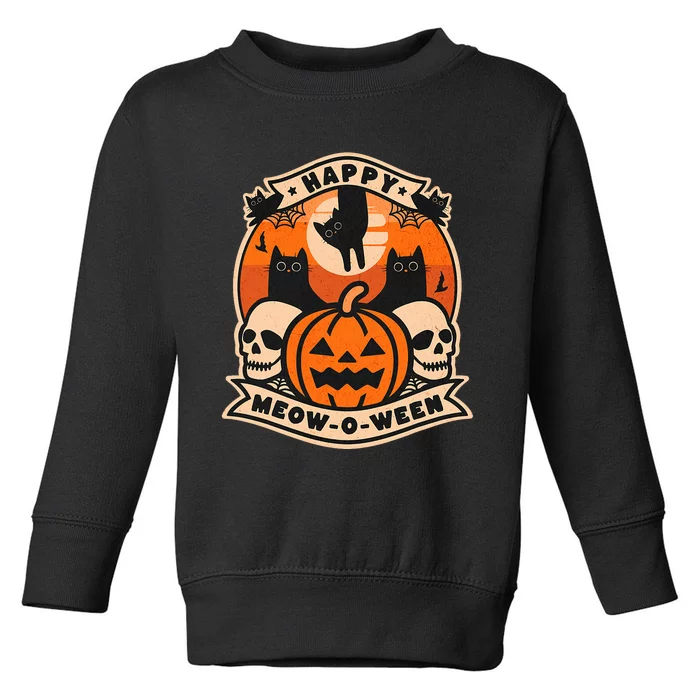 Happy Meowoween Scary Halloween Shirts Toddler Sweatshirt