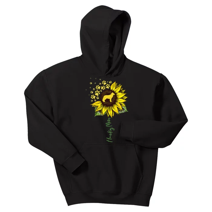 Husky Mom Sunflower Siberian Husky Lover Gifts Dog Mom Mama Kids Hoodie