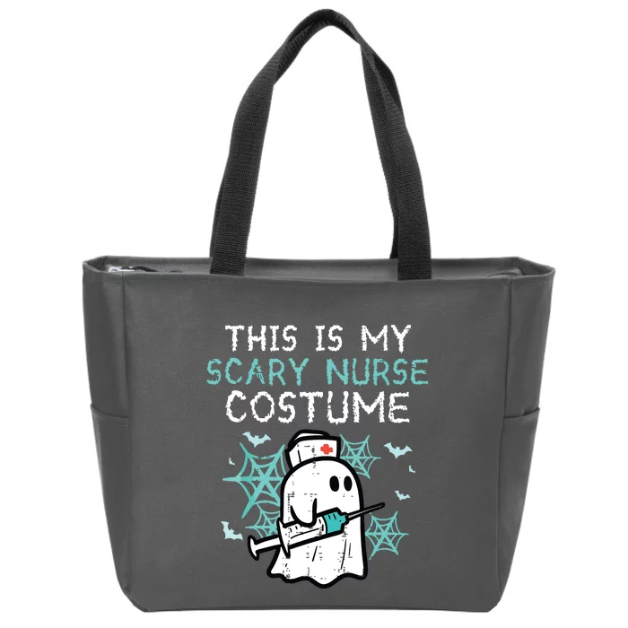 Halloween My Scary Nurse Costume Funny Ghost Scrub Zip Tote Bag