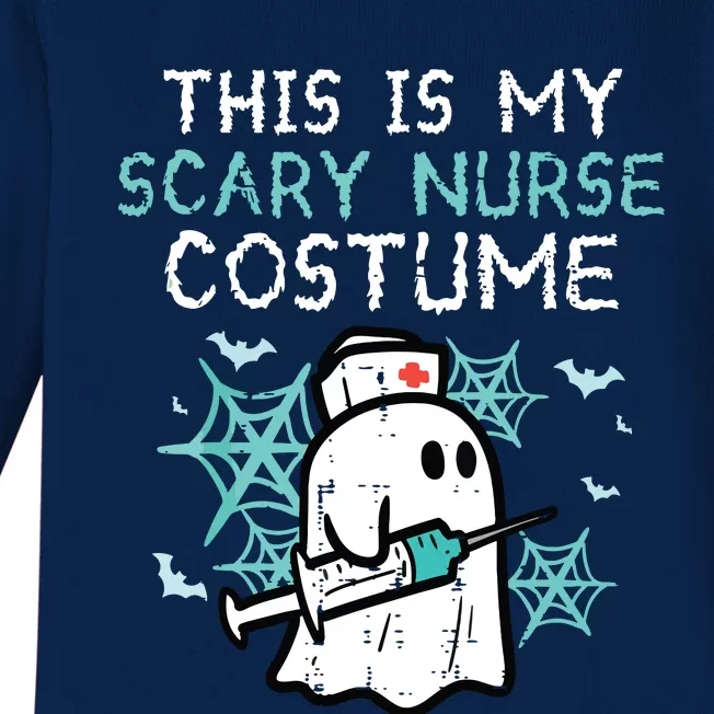 Halloween My Scary Nurse Costume Funny Ghost Scrub Baby Long Sleeve Bodysuit