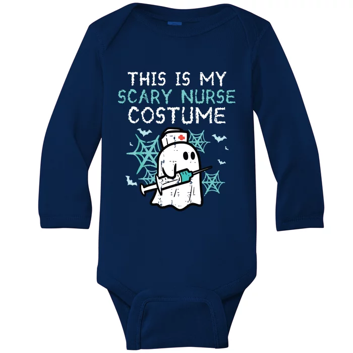 Halloween My Scary Nurse Costume Funny Ghost Scrub Baby Long Sleeve Bodysuit