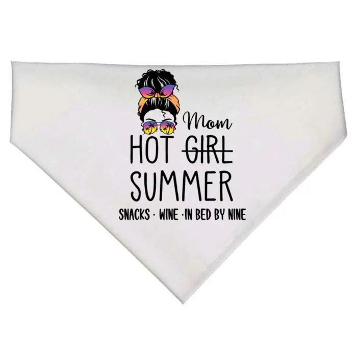 Hot Mom Summer Snack Wine In Bed By Nine Quote Gift USA-Made Doggie Bandana