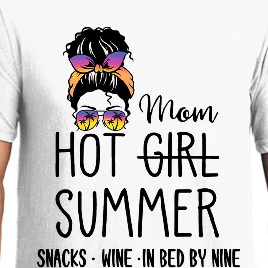 Hot Mom Summer Snack Wine In Bed By Nine Quote Gift Pajama Set