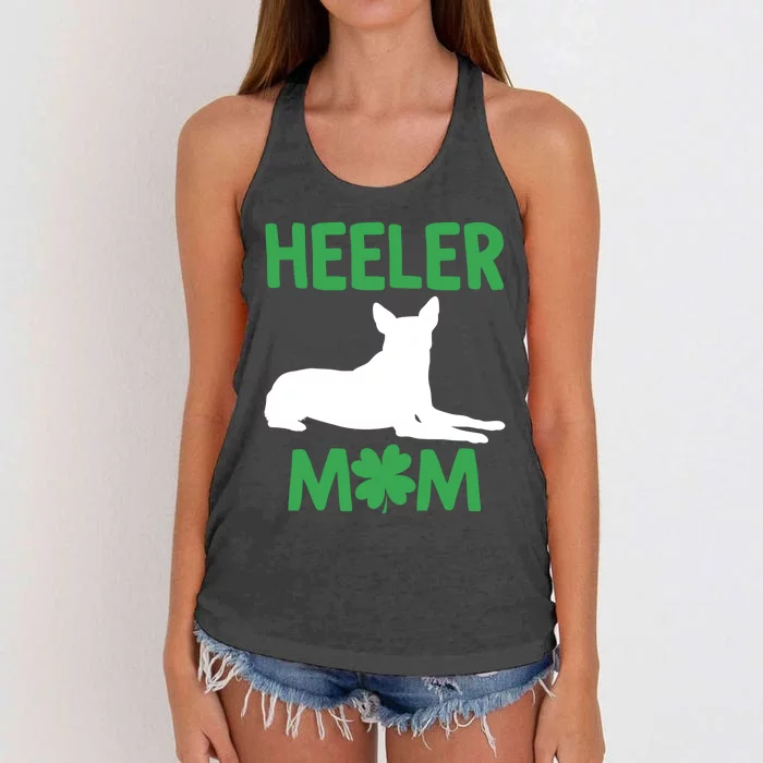 Heeler Mom St Patricks Day Australian Cattle Dog Blue Heeler Gift Women's Knotted Racerback Tank