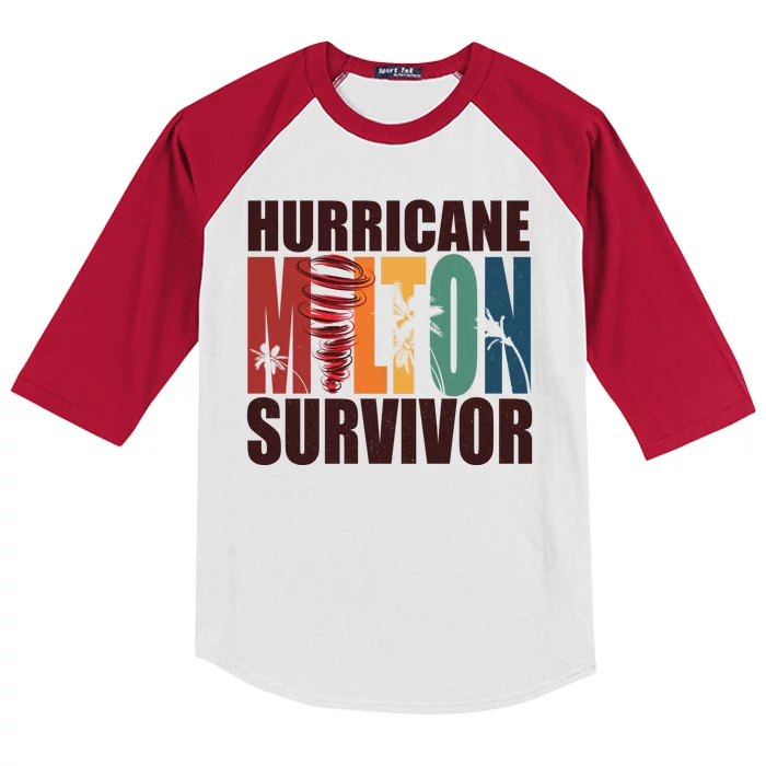 Hurricane Milton Survivor Florida Awareness Kids Colorblock Raglan Jersey