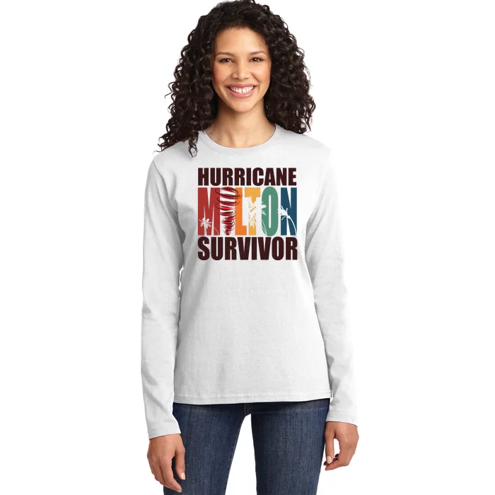 Hurricane Milton Survivor Florida Awareness Ladies Long Sleeve Shirt