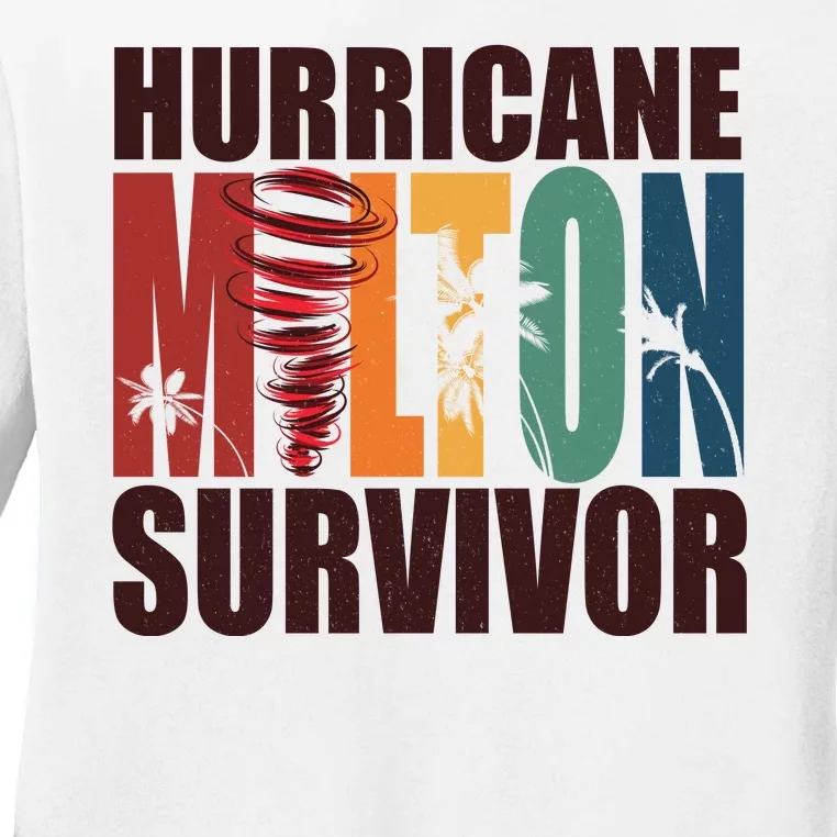 Hurricane Milton Survivor Florida Awareness Ladies Long Sleeve Shirt