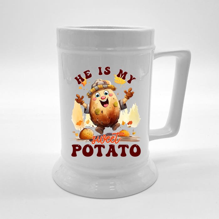 Hes My Sweet Potato Yes I Yam Fall Couples Matching Tees Gift Front & Back Beer Stein