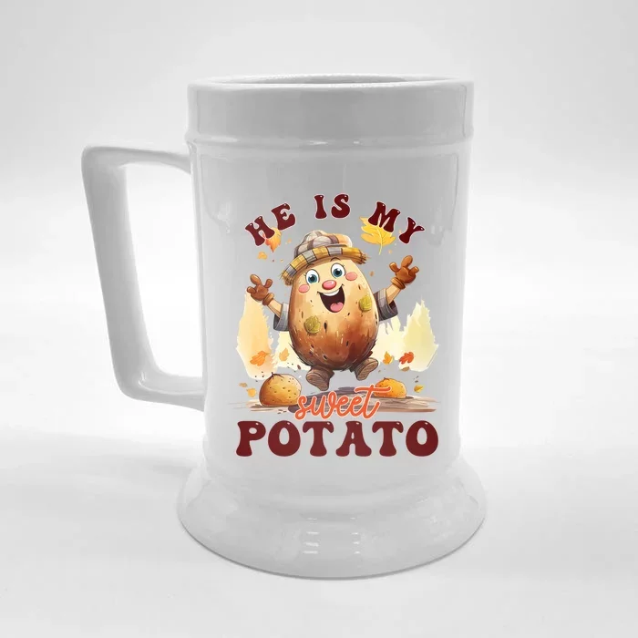 Hes My Sweet Potato Yes I Yam Fall Couples Matching Tees Gift Front & Back Beer Stein