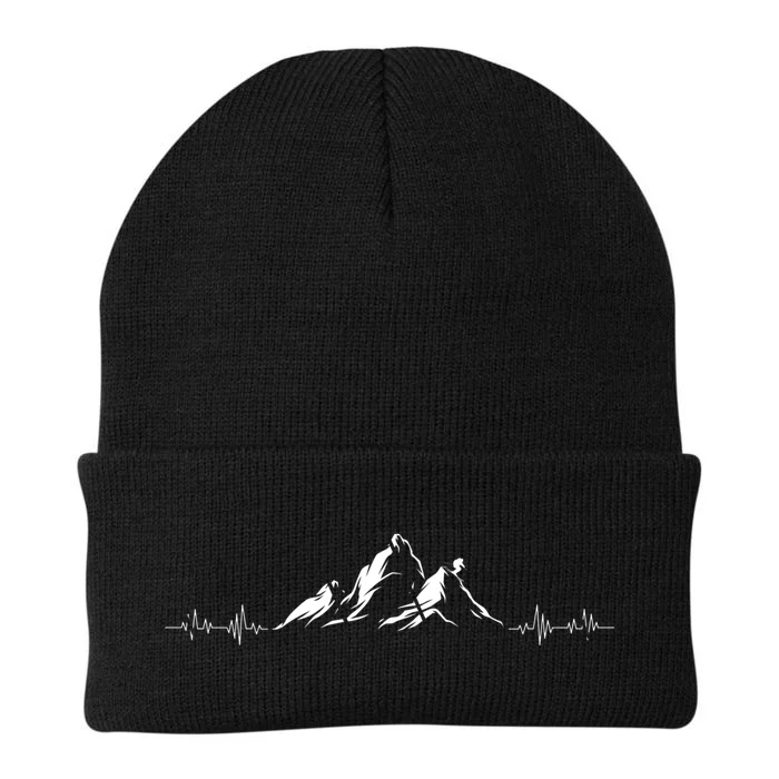 Hiking Mountains Heartbeat Hiker Adventures Gift For Skier Knit Cap Winter Beanie