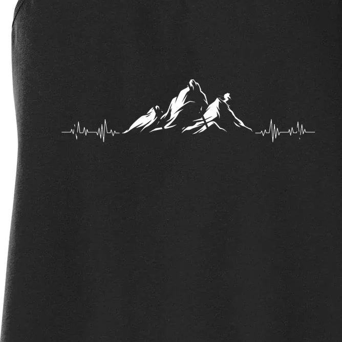 Hiking Mountains Heartbeat Hiker Adventures Gift For Skier Women's Racerback Tank