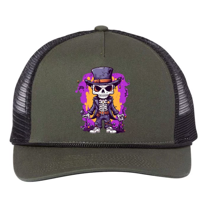 Halloween Monster Skeleton In Purple Gift Retro Rope Trucker Hat Cap