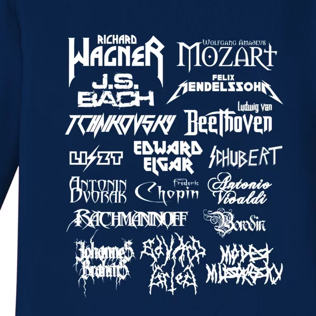 Heavy Metal Style Al Composers (White Text) Baby Long Sleeve Bodysuit