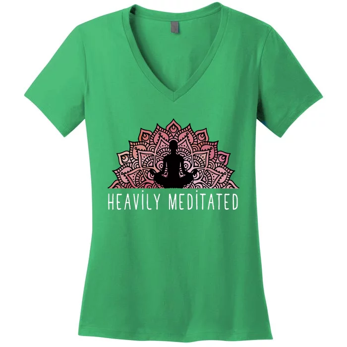 Heavily Meditated Spiritual Daily Meditation Zen Women's V-Neck T-Shirt