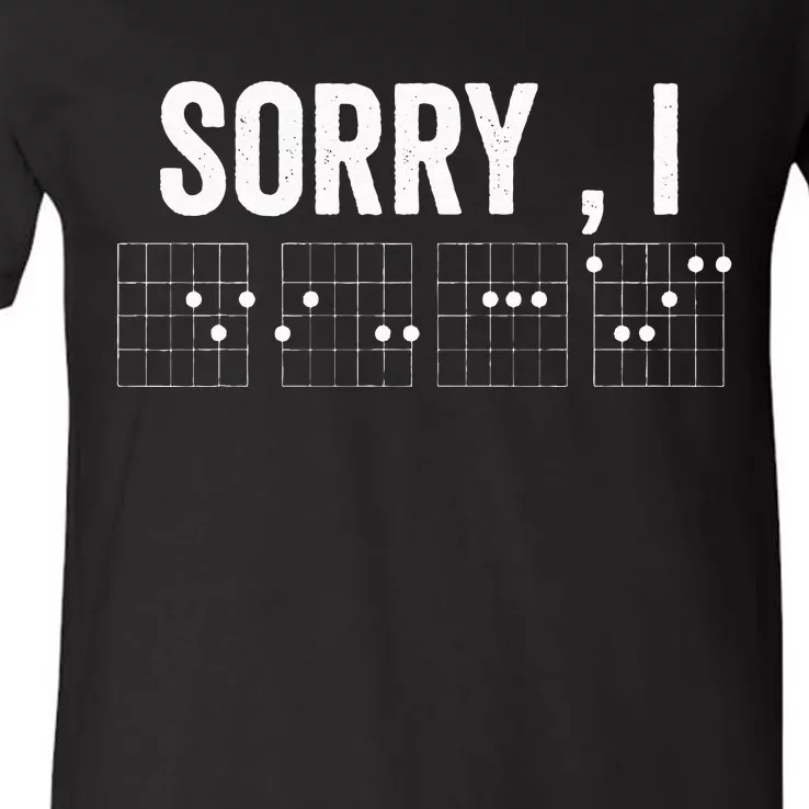 Hidden Message Sorry IDGAF Chords Guitar V-Neck T-Shirt