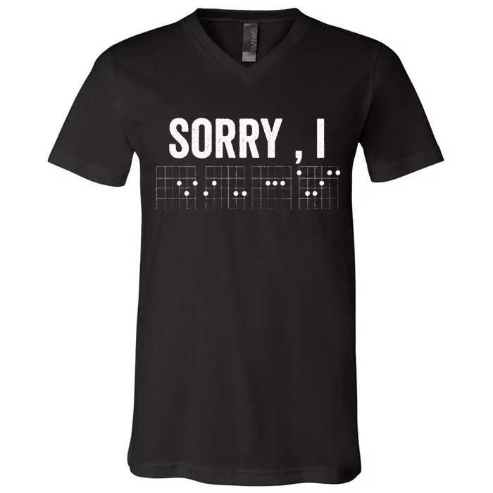 Hidden Message Sorry IDGAF Chords Guitar V-Neck T-Shirt