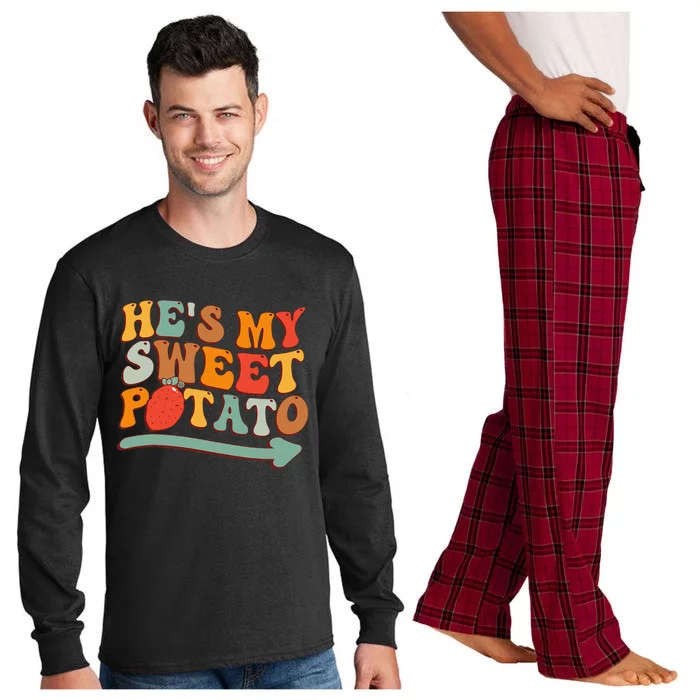 Hes My Sweet Potato I YAM Thanksgiving Couples Matching Long Sleeve Pajama Set