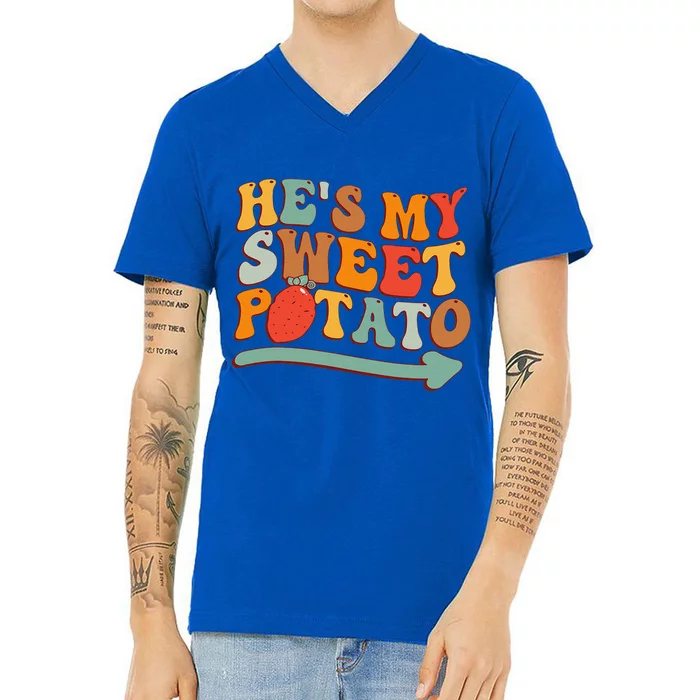 Hes My Sweet Potato I YAM Thanksgiving Couples Matching V-Neck T-Shirt