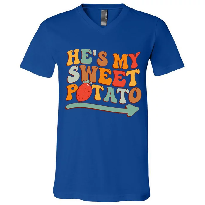 Hes My Sweet Potato I YAM Thanksgiving Couples Matching V-Neck T-Shirt