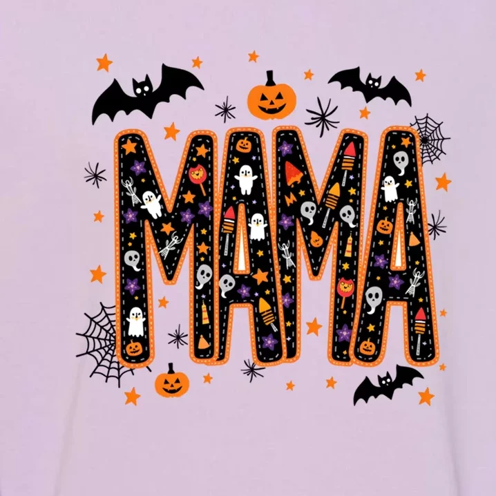 Halloween Mama Spooky Vibes Mama With Spider Gift Garment-Dyed Sweatshirt