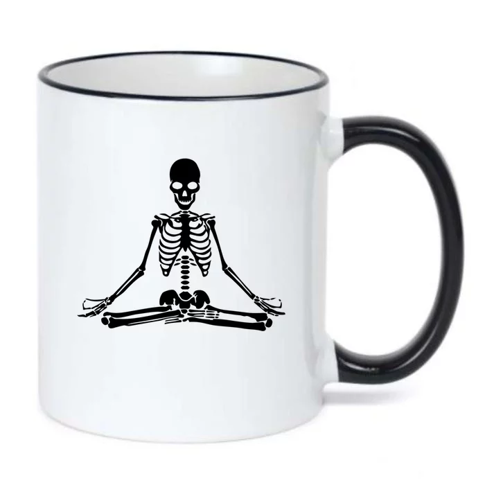 Halloween Meditating Skeleton Yoga Funny Gift Black Color Changing Mug