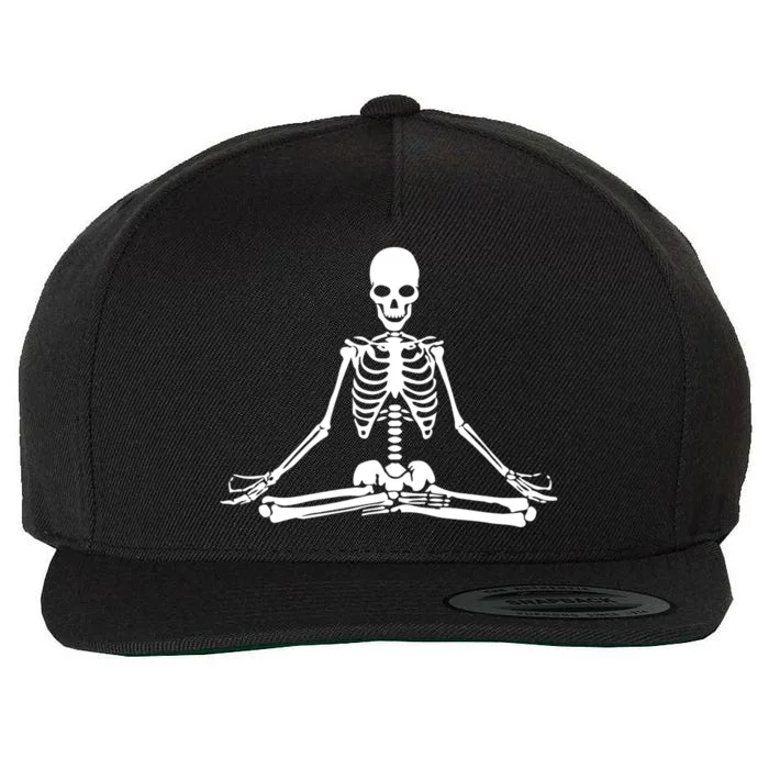 Halloween Meditating Skeleton Yoga Funny Gift Wool Snapback Cap