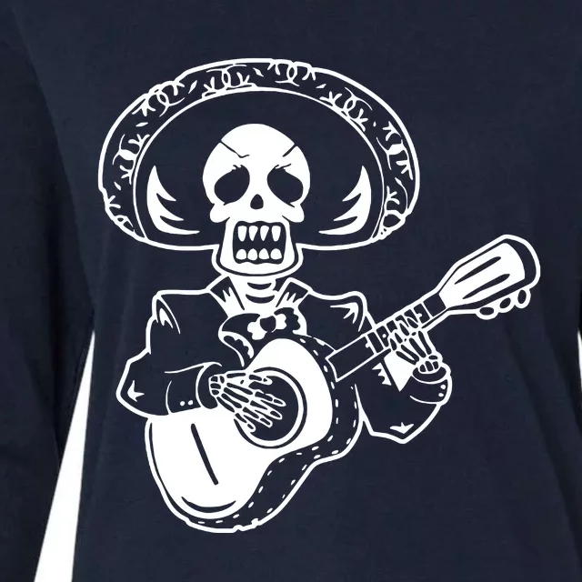 Halloween Mariachi Skeleton Womens Cotton Relaxed Long Sleeve T-Shirt