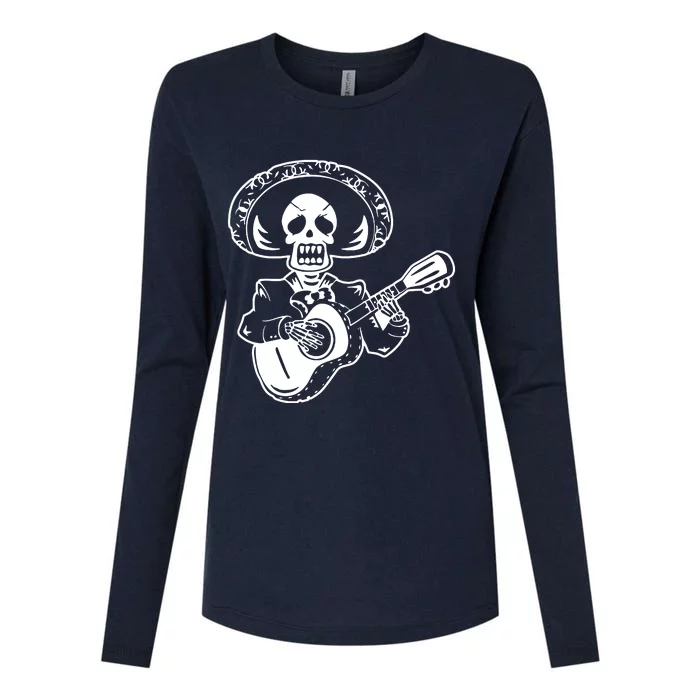 Halloween Mariachi Skeleton Womens Cotton Relaxed Long Sleeve T-Shirt