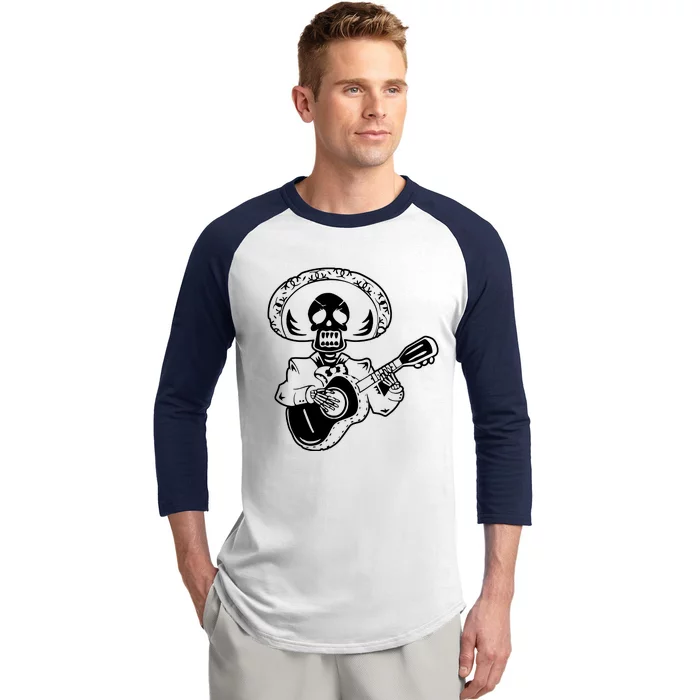 Halloween Mariachi Skeleton Baseball Sleeve Shirt