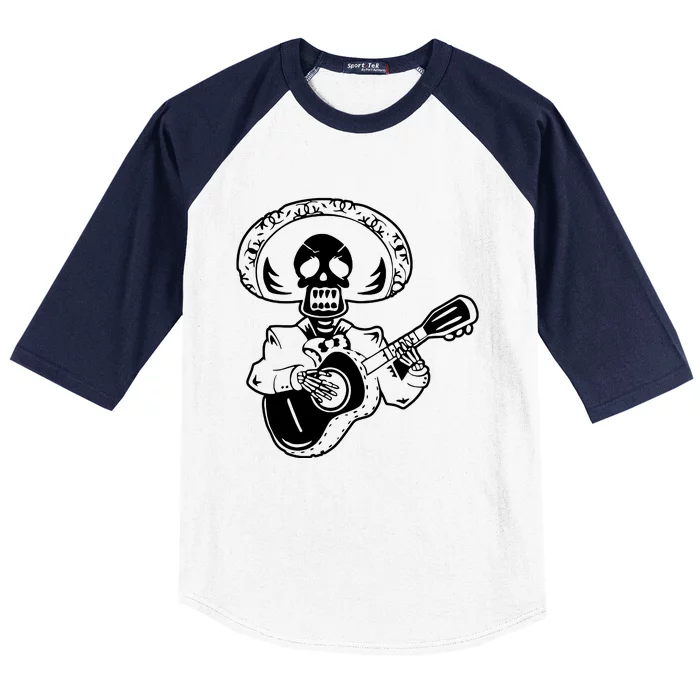 Halloween Mariachi Skeleton Baseball Sleeve Shirt