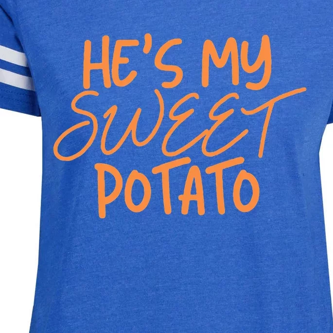 HeS My Sweet Potato I Yam Thanksgiving Couples Family Enza Ladies Jersey Football T-Shirt