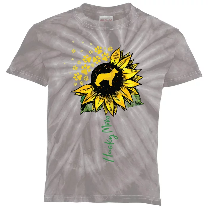 Husky Mom Sunflower Siberian Husky Lover Gifts Dog Mom Mama Kids Tie-Dye T-Shirt