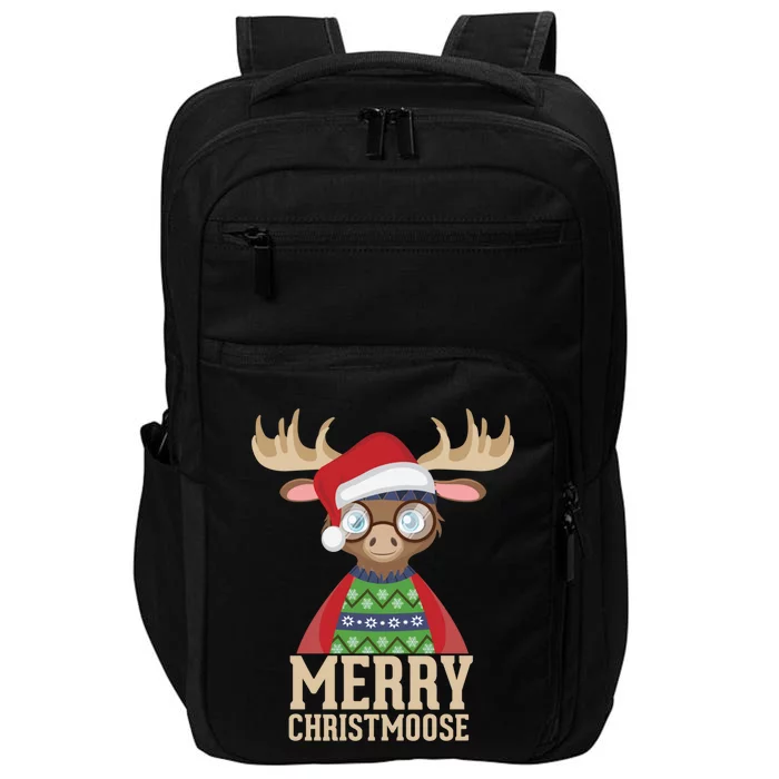 Hipster Moose Santa Hat Merry Christmoose Christmas Great Gift Impact Tech Backpack