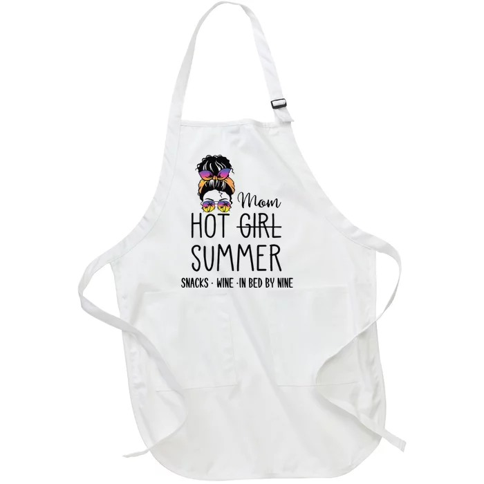 Hot Mom Summer Snack Wine In Bed By Nine Quote Full-Length Apron With Pocket