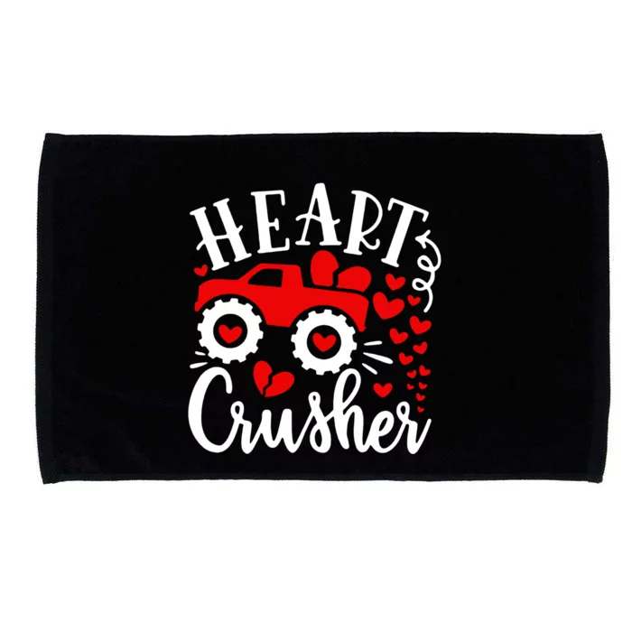 Heart Monster Truck Crusher Cute Gift Funny Valentine's Day Gift Microfiber Hand Towel