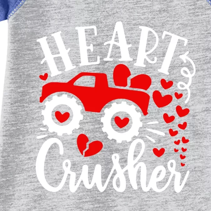 Heart Monster Truck Crusher Cute Gift Funny Valentine's Day Gift Infant Baby Jersey Bodysuit