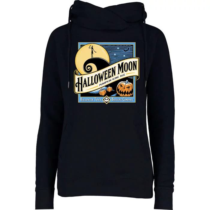 Halloween Moon Town Brewing Company Pumpkin King Ale Womens Funnel Neck Pullover Hood