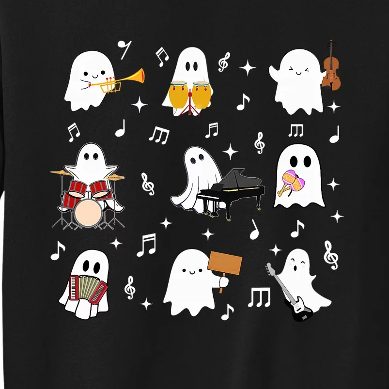 Halloween Music Teacher Ghost Playing Musical Instruments Sweatshirt