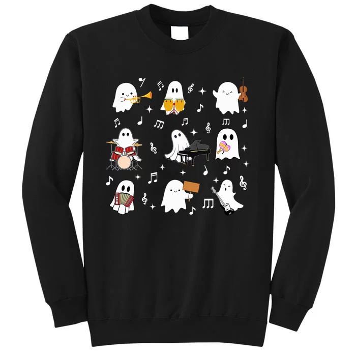 Halloween Music Teacher Ghost Playing Musical Instruments Sweatshirt