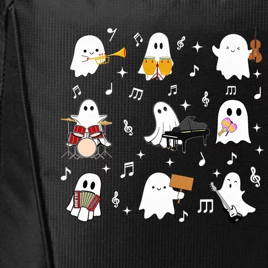 Halloween Music Teacher Ghost Playing Musical Instruments City Backpack