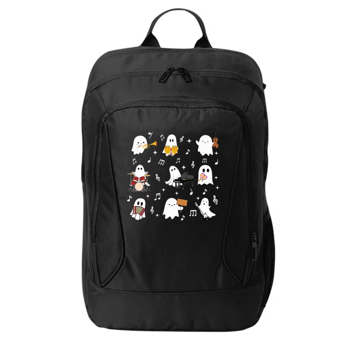 Halloween Music Teacher Ghost Playing Musical Instruments City Backpack