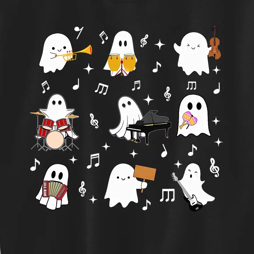 Halloween Music Teacher Ghost Playing Musical Instruments Kids Sweatshirt