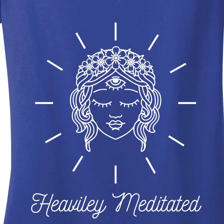 Heavily Meditated Tote Law Of Attraction Third Eye Woke Cute Gift Women's V-Neck T-Shirt